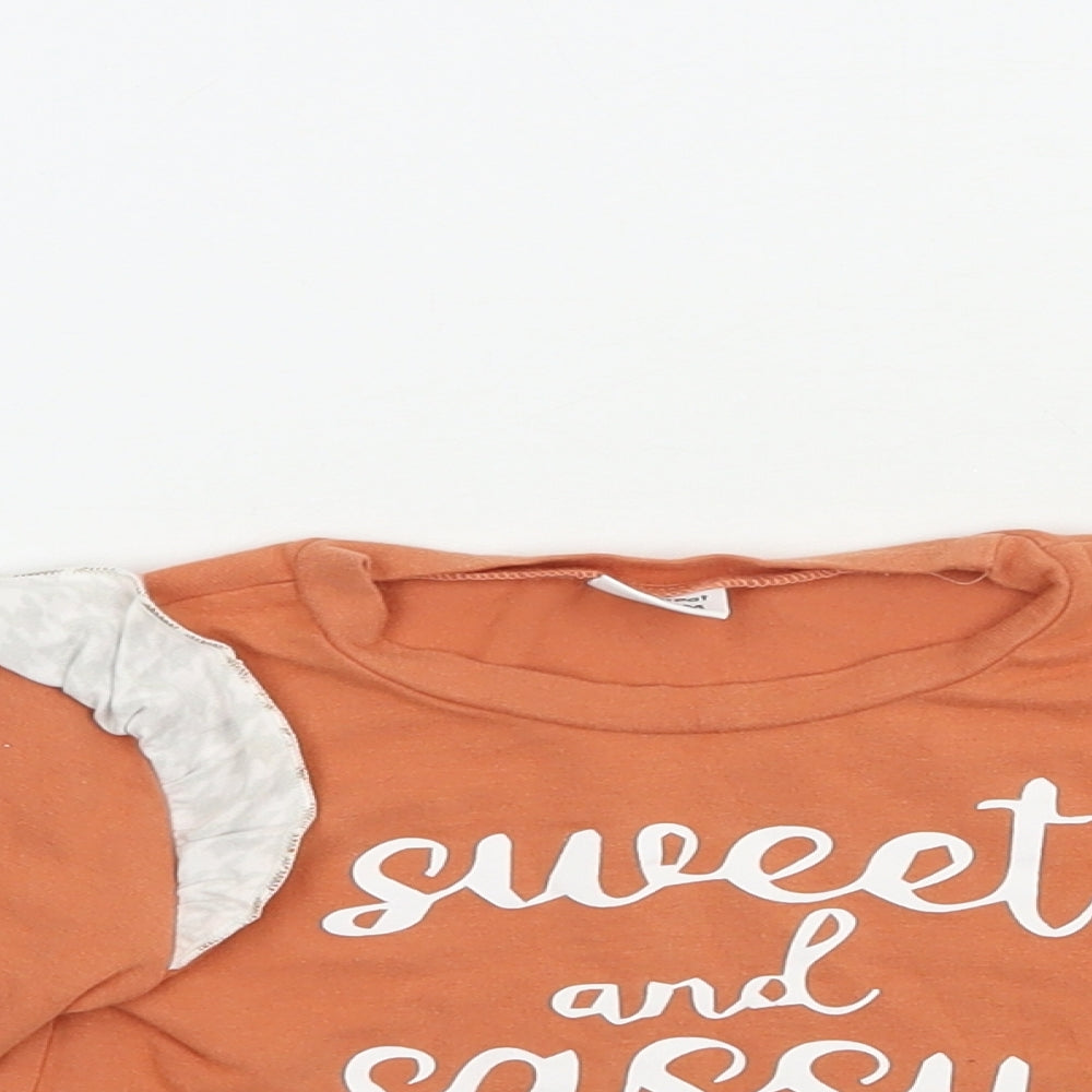 PatPat Baby Orange  Cotton Basic T-Shirt Size 18-24 Months Crew Neck Pullover - Sweet And Sassy