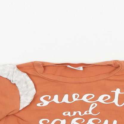 PatPat Baby Orange  Cotton Basic T-Shirt Size 18-24 Months Crew Neck Pullover - Sweet And Sassy