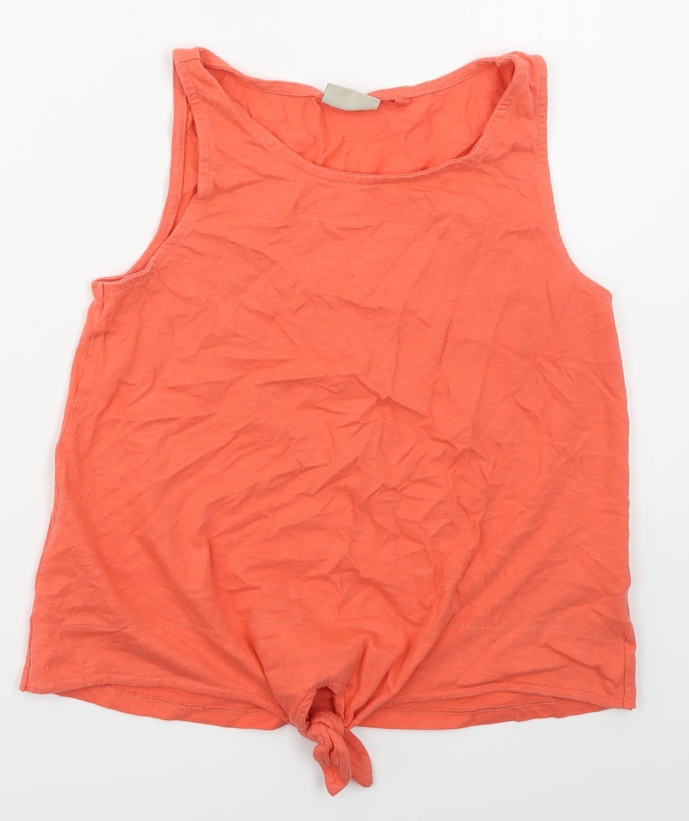 NEXT Girls Pink  Cotton Basic Tank Size 13 Years Boat Neck Pullover - Tie Front