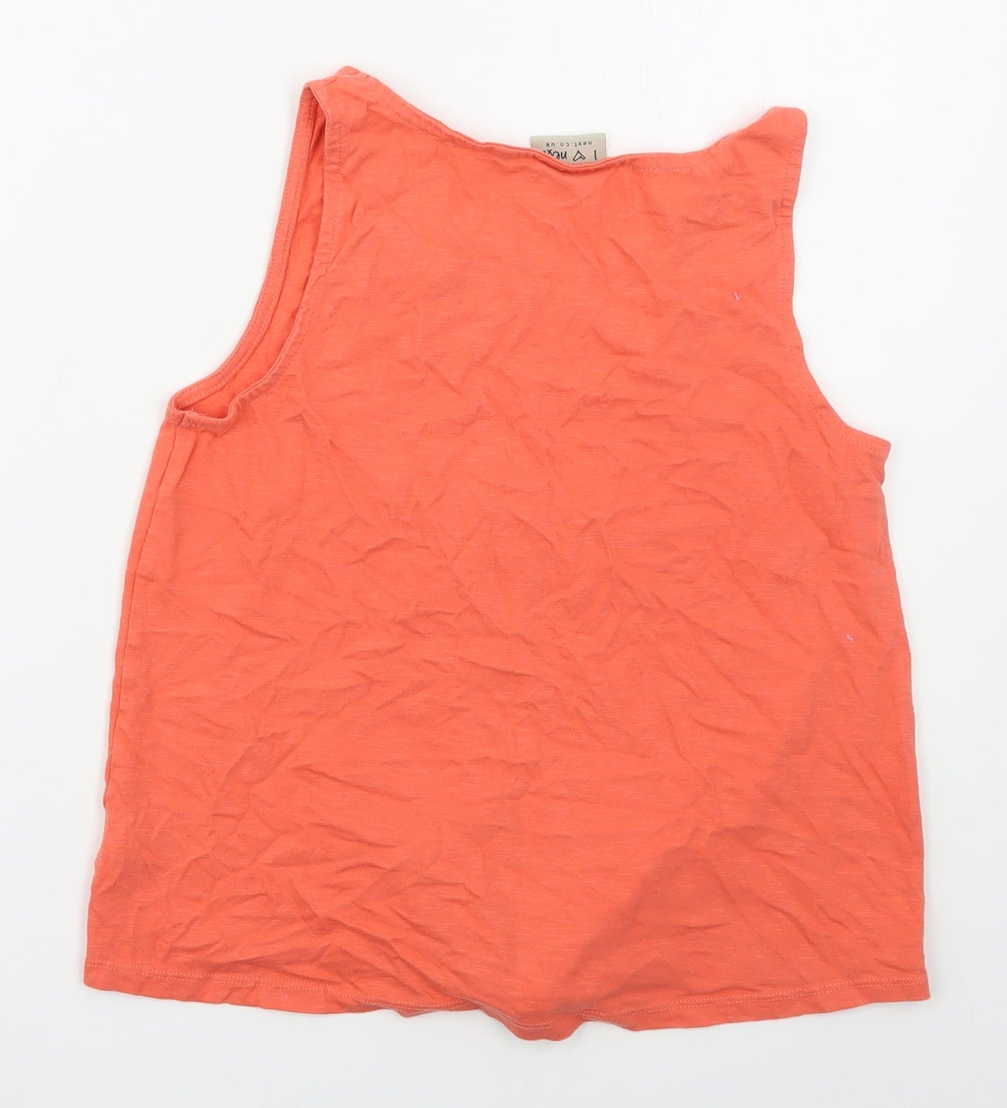 NEXT Girls Pink  Cotton Basic Tank Size 13 Years Boat Neck Pullover - Tie Front