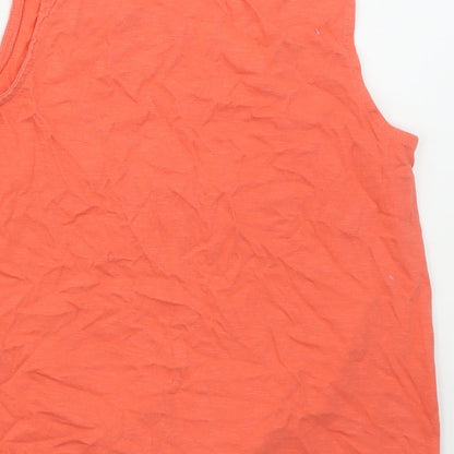 NEXT Girls Pink  Cotton Basic Tank Size 13 Years Boat Neck Pullover - Tie Front