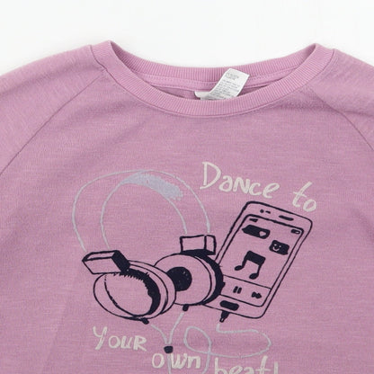 Anko Girls Purple  Polyester Pullover Sweatshirt Size 9-10 Years  Pullover - Dance To Your Own Beat