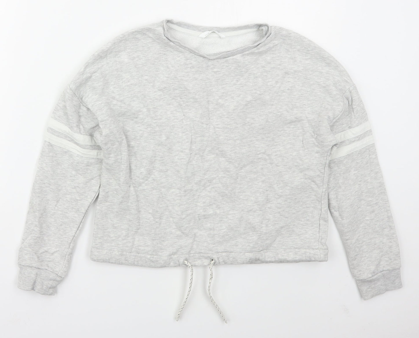 Marks and Spencer Girls Grey Striped Cotton Pullover Sweatshirt Size 11-12 Years  Pullover