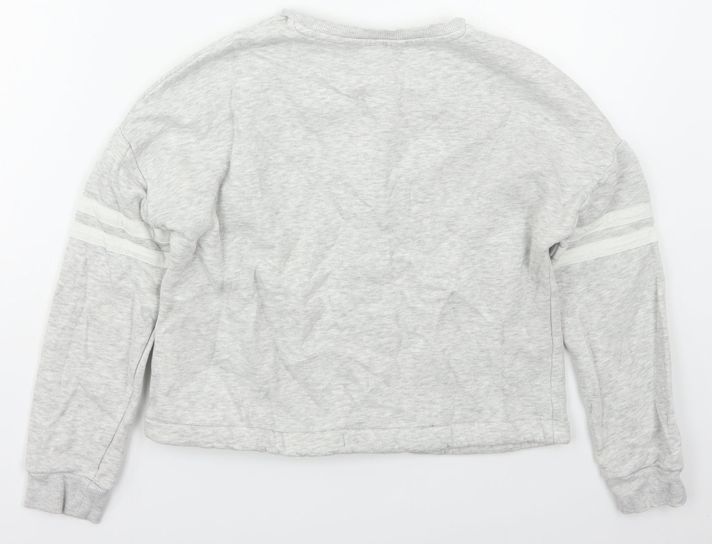 Marks and Spencer Girls Grey Striped Cotton Pullover Sweatshirt Size 11-12 Years  Pullover
