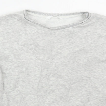 Marks and Spencer Girls Grey Striped Cotton Pullover Sweatshirt Size 11-12 Years  Pullover