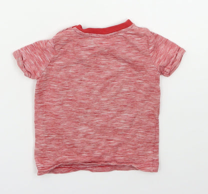 F&F Boys Red Striped Cotton Basic T-Shirt Size 9-12 Months Crew Neck Pullover - I Have Superpowers