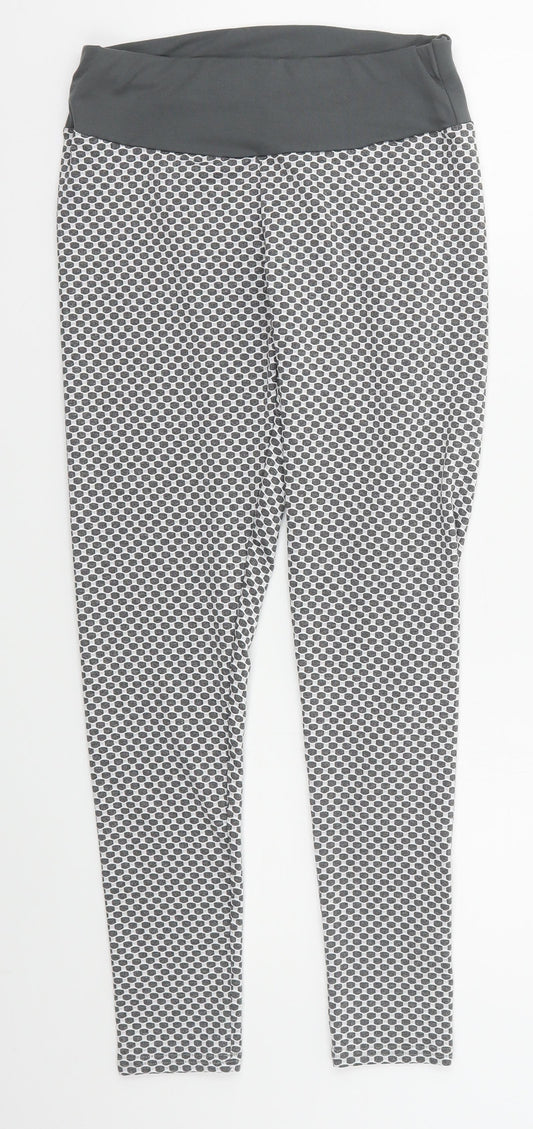 Preworn Womens Grey Geometric Polyester Snow Pants Leggings Size 25 in L24 in Regular