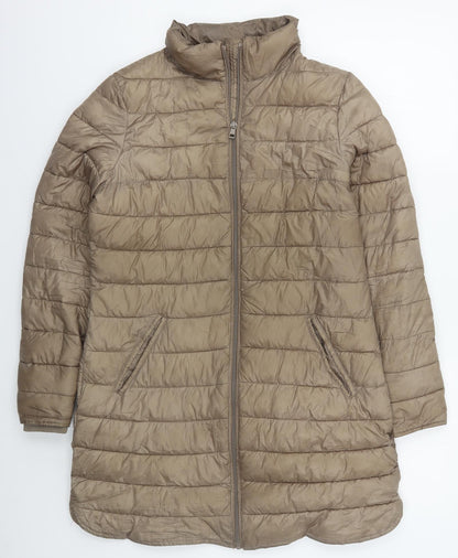 Dunnes Womens Brown   Quilted Coat Size S  Zip