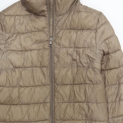 Dunnes Womens Brown   Quilted Coat Size S  Zip