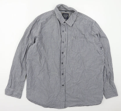 Mens UK Size XL Boston Crew Blue  Button-Up Long Sleeve Casual Shirt