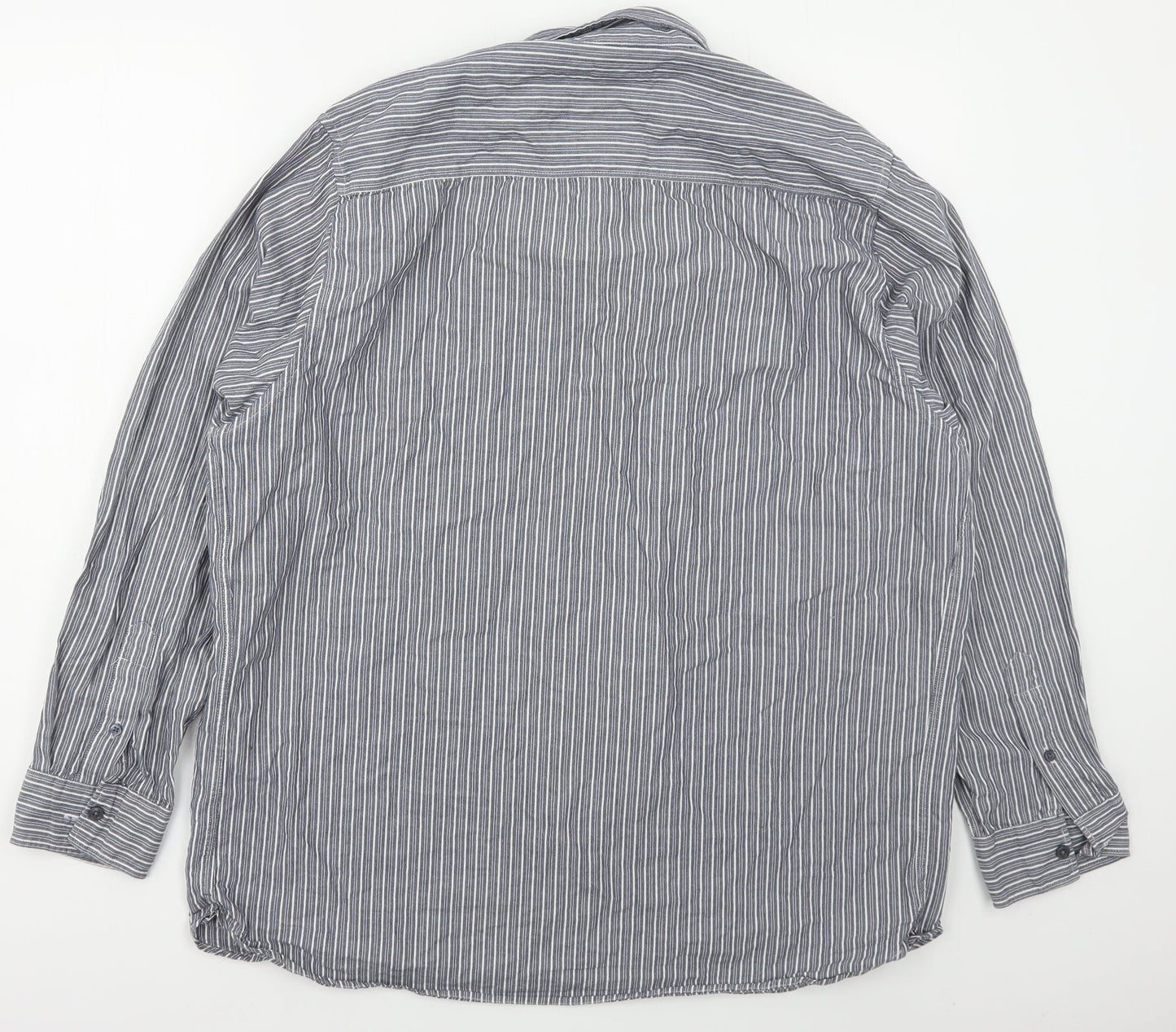 Mens UK Size XL Boston Crew Blue  Button-Up Long Sleeve Casual Shirt