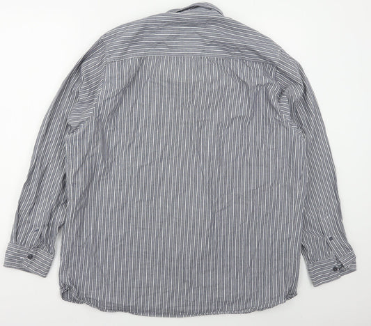 Mens UK Size XL Boston Crew Blue  Button-Up Long Sleeve Casual Shirt