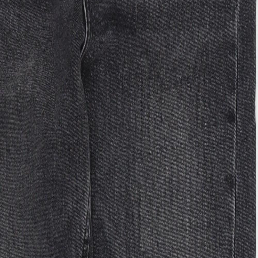 Zara Womens Grey  Cotton Skinny Jeans Size 6 L26 in Regular Button - Distressed Hem