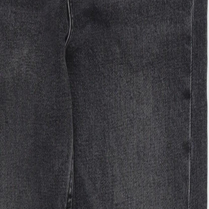 Zara Womens Grey  Cotton Skinny Jeans Size 6 L26 in Regular Button - Distressed Hem