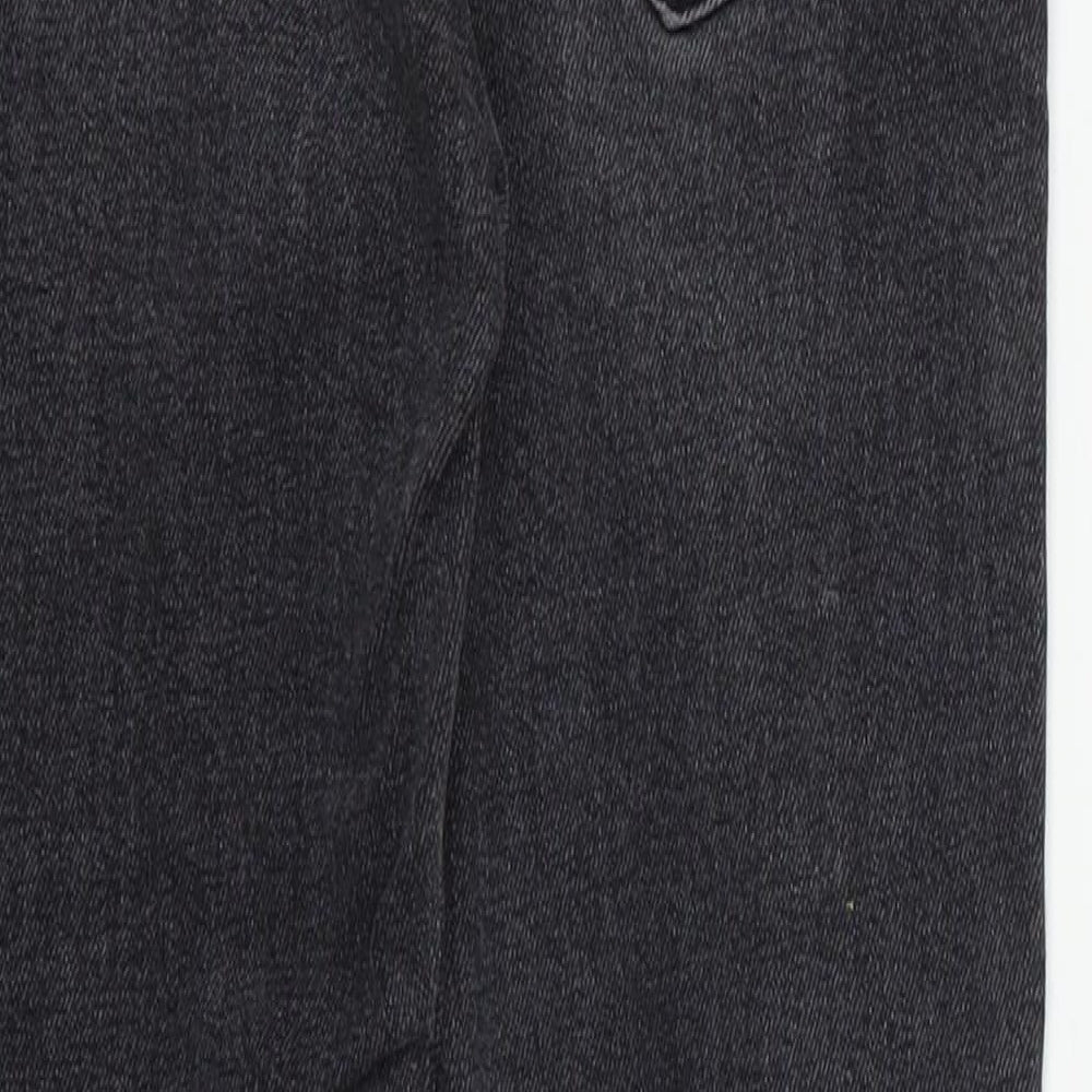 Zara Womens Grey  Cotton Skinny Jeans Size 6 L26 in Regular Button - Distressed Hem