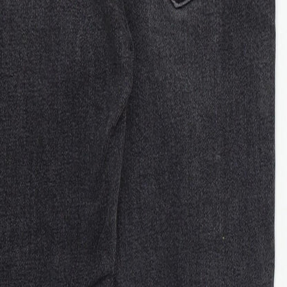 Zara Womens Grey  Cotton Skinny Jeans Size 6 L26 in Regular Button - Distressed Hem