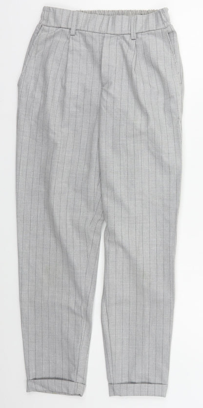 Bershka Womens Grey Striped Polyester Trousers  Size XS L25 in Regular