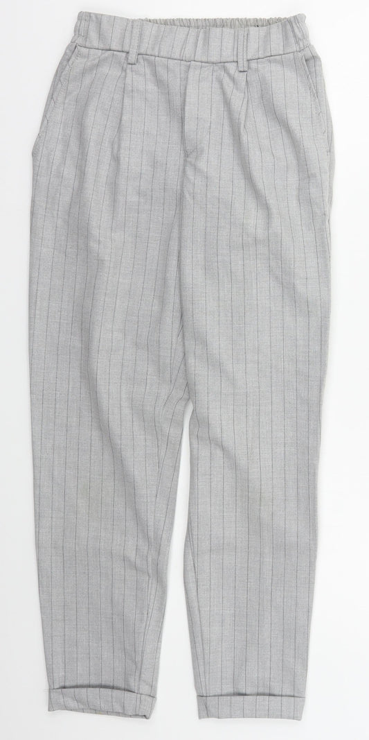 Bershka Womens Grey Striped Polyester Trousers  Size XS L25 in Regular