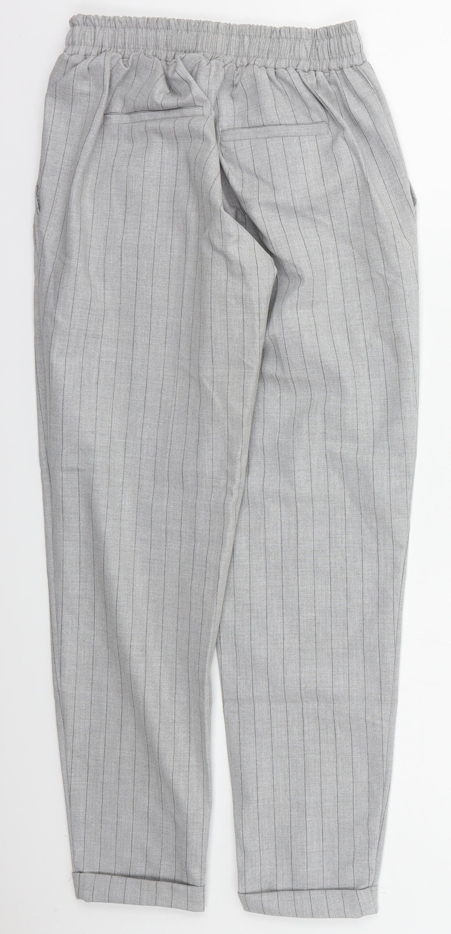 Bershka Womens Grey Striped Polyester Trousers  Size XS L25 in Regular