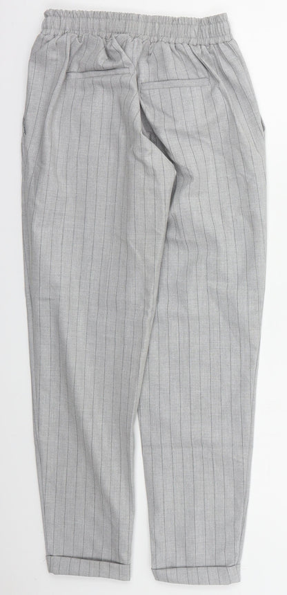 Bershka Womens Grey Striped Polyester Trousers  Size XS L25 in Regular