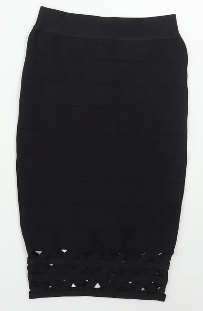 Supre Womens Black  Nylon Straight & Pencil Skirt Size S   Zip