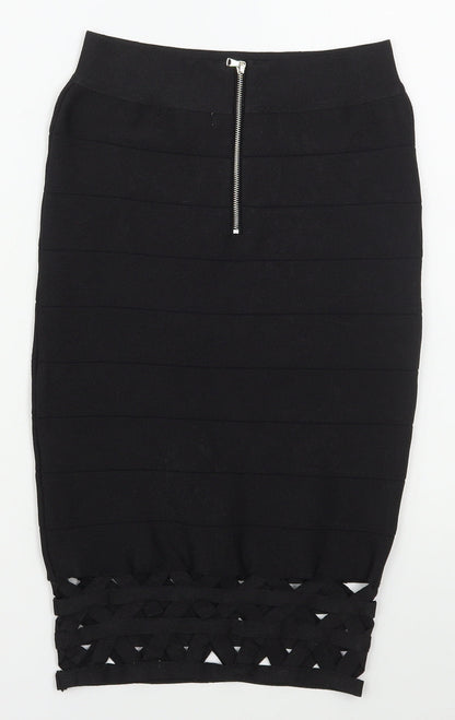 Supre Womens Black  Nylon Straight & Pencil Skirt Size S   Zip