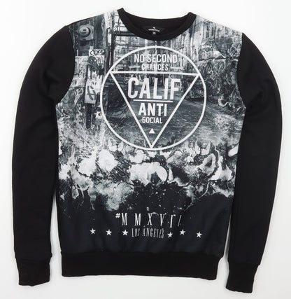 Mens UK Size XS River Island Black Pullover Sweatshirt