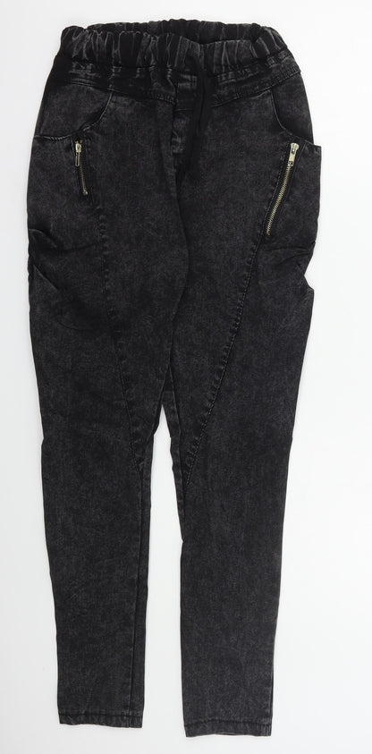 Oukanuc Womens Grey  Cotton Skinny Jeans Size 24 in L27 in Regular Drawstring