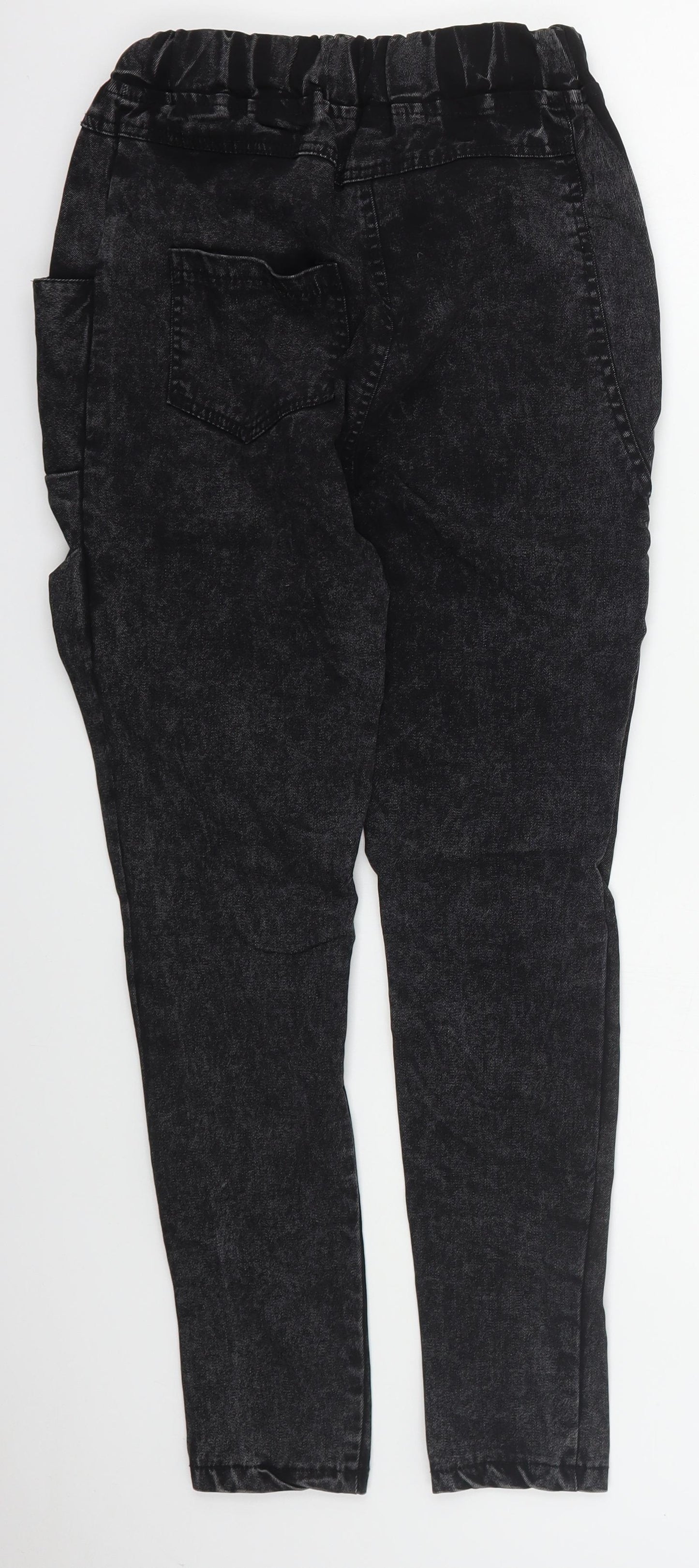 Oukanuc Womens Grey  Cotton Skinny Jeans Size 24 in L27 in Regular Drawstring