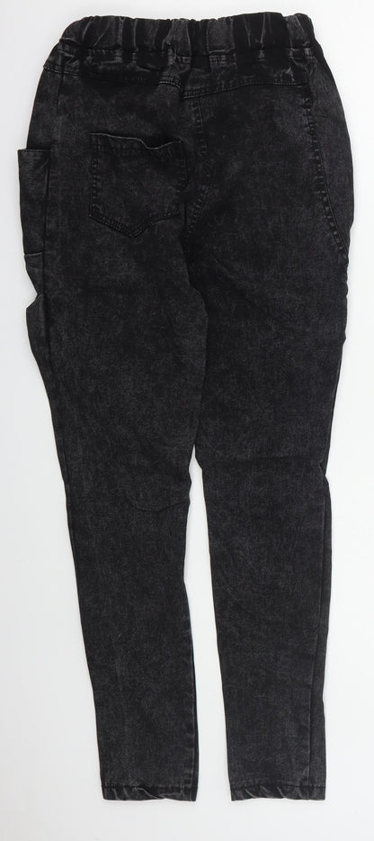 Oukanuc Womens Grey  Cotton Skinny Jeans Size 24 in L27 in Regular Drawstring