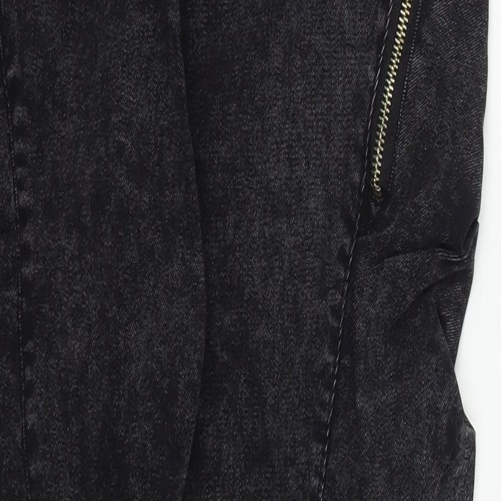 Oukanuc Womens Grey  Cotton Skinny Jeans Size 24 in L27 in Regular Drawstring