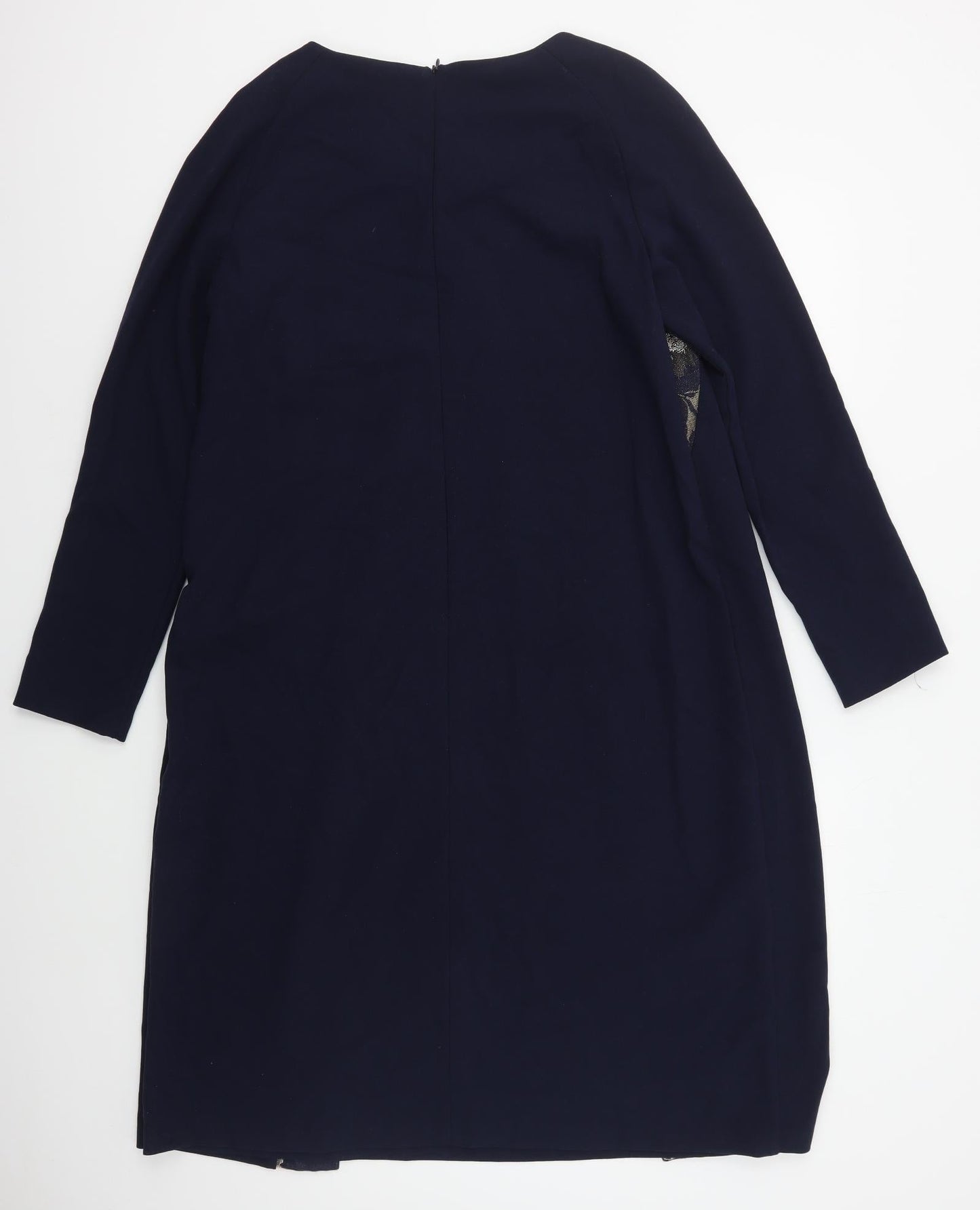 Bellenisa Womens Blue  Polyester A-Line  Size 14  Round Neck Zip - Floral Trim