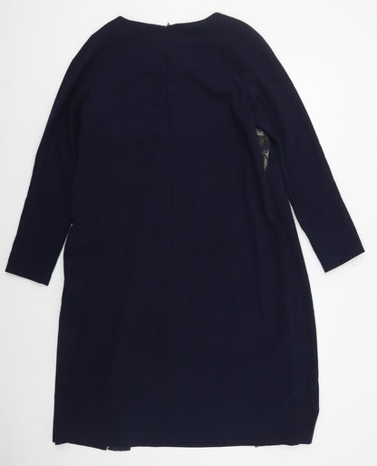 Bellenisa Womens Blue  Polyester A-Line  Size 14  Round Neck Zip - Floral Trim