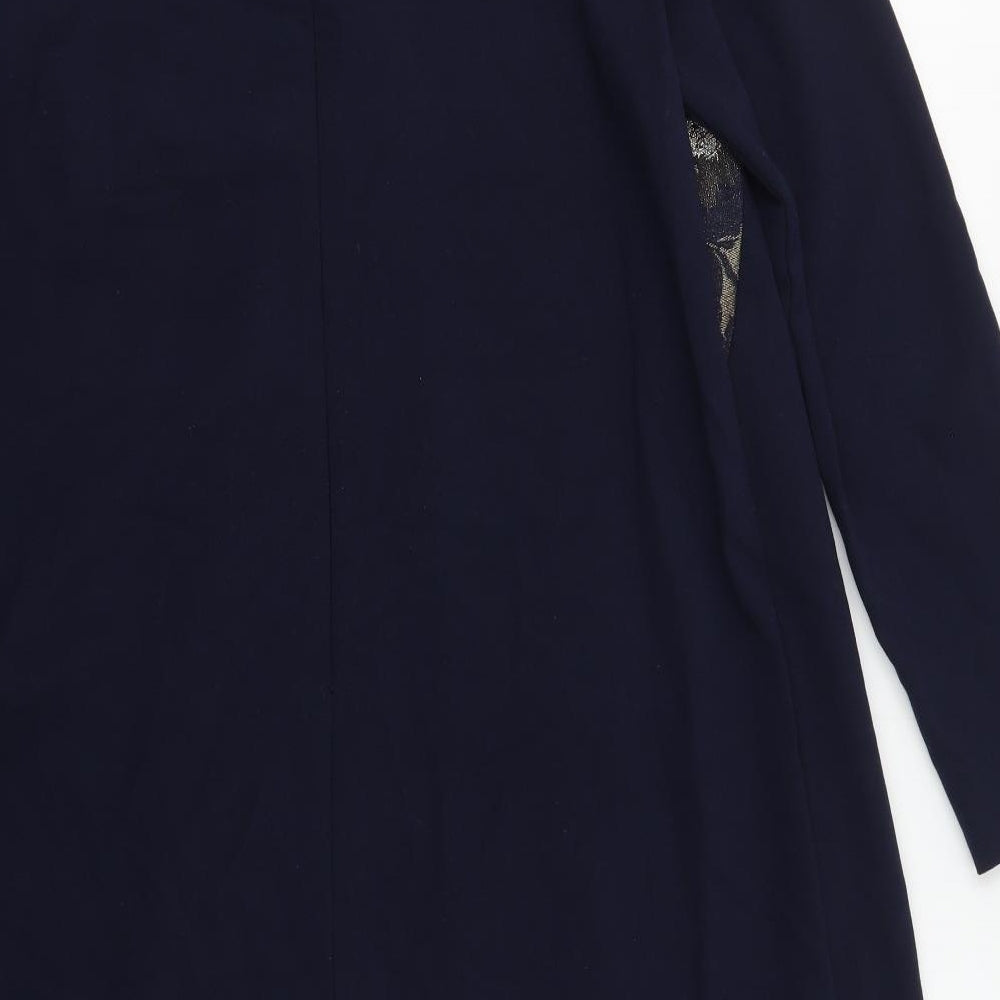 Bellenisa Womens Blue  Polyester A-Line  Size 14  Round Neck Zip - Floral Trim