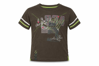 Front view of Next boys’ brown cotton basic t-shirt, size 5, years round neck pullover - 834
