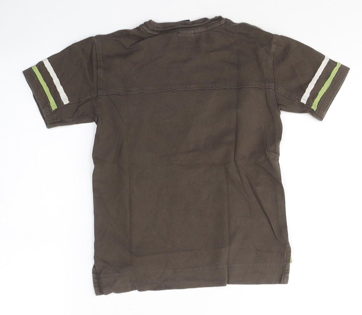 Back view of Next boys’ brown cotton basic t-shirt, size 5, years round neck pullover - 834