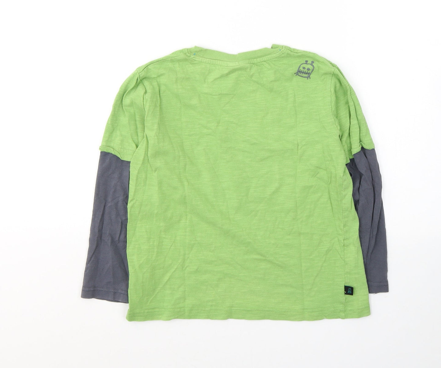 NEXT Boys Green Colourblock Cotton Pullover Casual Size 6 Years Round Neck Pullover - Piranha