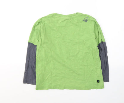 NEXT Boys Green Colourblock Cotton Pullover Casual Size 6 Years Round Neck Pullover - Piranha