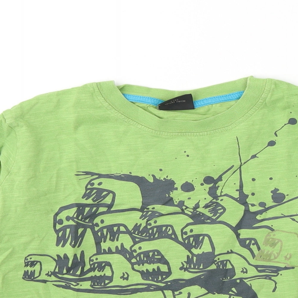 NEXT Boys Green Colourblock Cotton Pullover Casual Size 6 Years Round Neck Pullover - Piranha