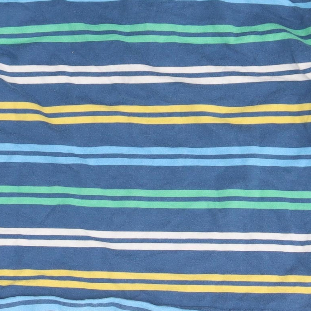 Brand and care label for Dunnes boys’ blue striped cotton basic polo, size 5, years collared pullover