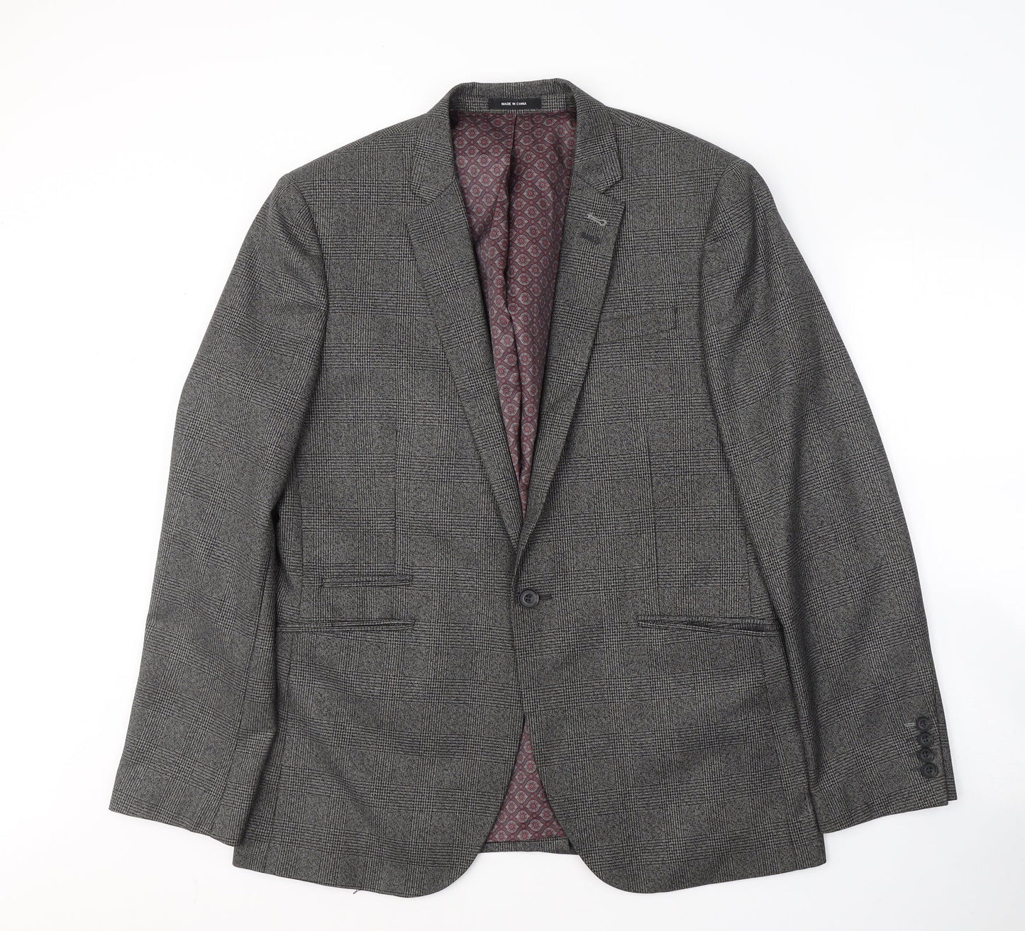 Mens UK Size L Cedar Wood State Regular Grey Suit Jacket