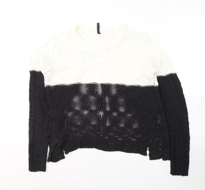 Jacky Mills Womens Black Round Neck  Acrylic Pullover Jumper Size M   - open back