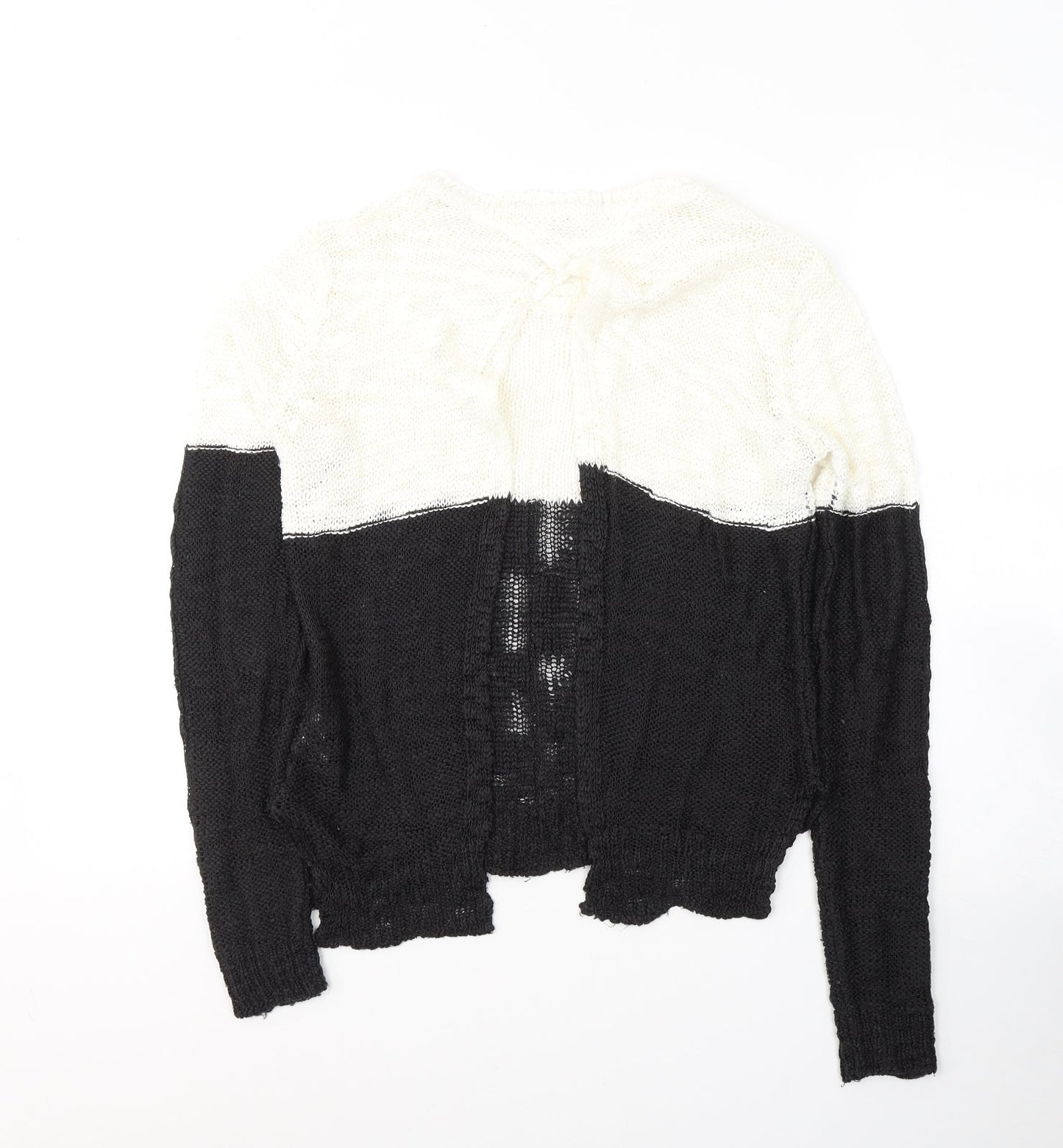 Jacky Mills Womens Black Round Neck  Acrylic Pullover Jumper Size M   - open back