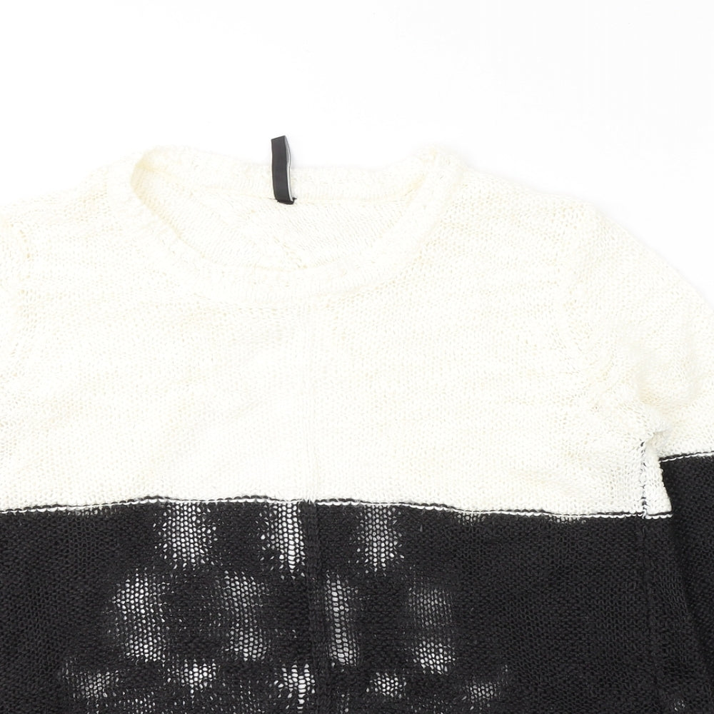 Jacky Mills Womens Black Round Neck  Acrylic Pullover Jumper Size M   - open back