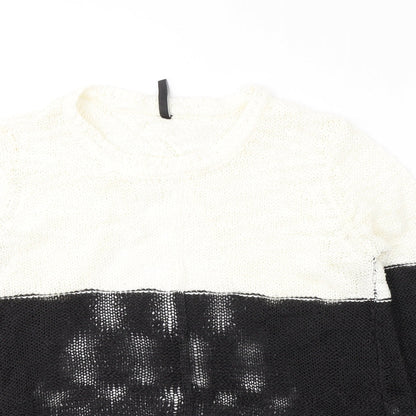 Jacky Mills Womens Black Round Neck  Acrylic Pullover Jumper Size M   - open back