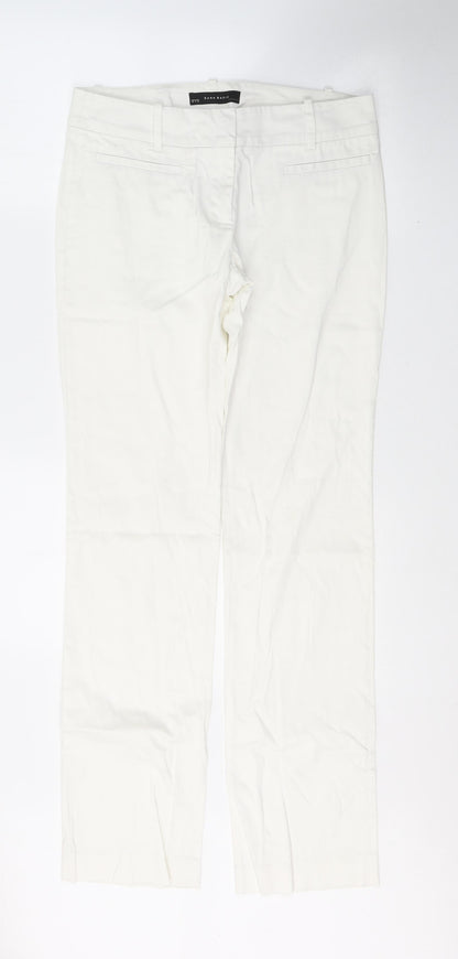 Zara Womens White  Cotton Straight Jeans Size 10 L33 in Slim Button