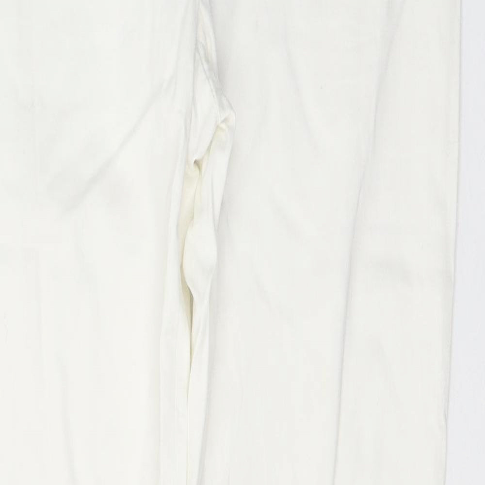 Zara Womens White  Cotton Straight Jeans Size 10 L33 in Slim Button