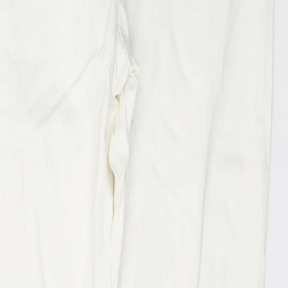 Zara Womens White  Cotton Straight Jeans Size 10 L33 in Slim Button