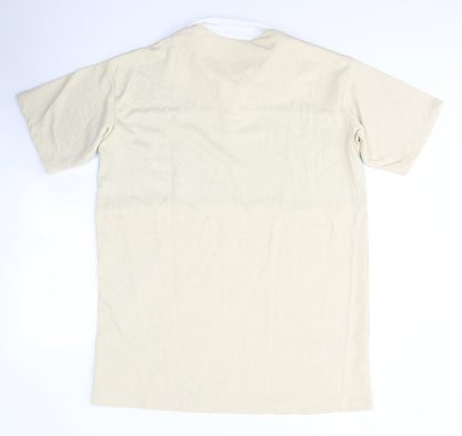 Divided by H&M Mens Beige Colourblock Cotton  Polo Size M Collared Pullover