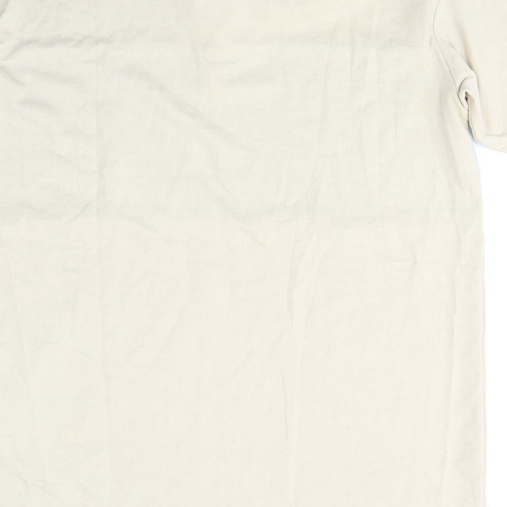 Divided by H&M Mens Beige Colourblock Cotton  Polo Size M Collared Pullover